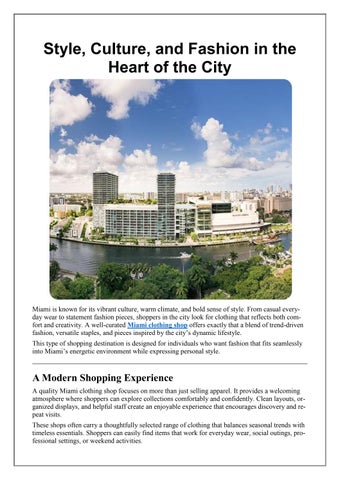 Style, Culture, and Fashion in the Heart of the City