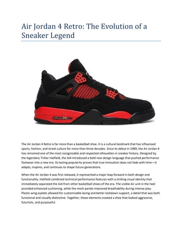 Air Jordan 4 Retro: The Evolution of a Sneaker Legend