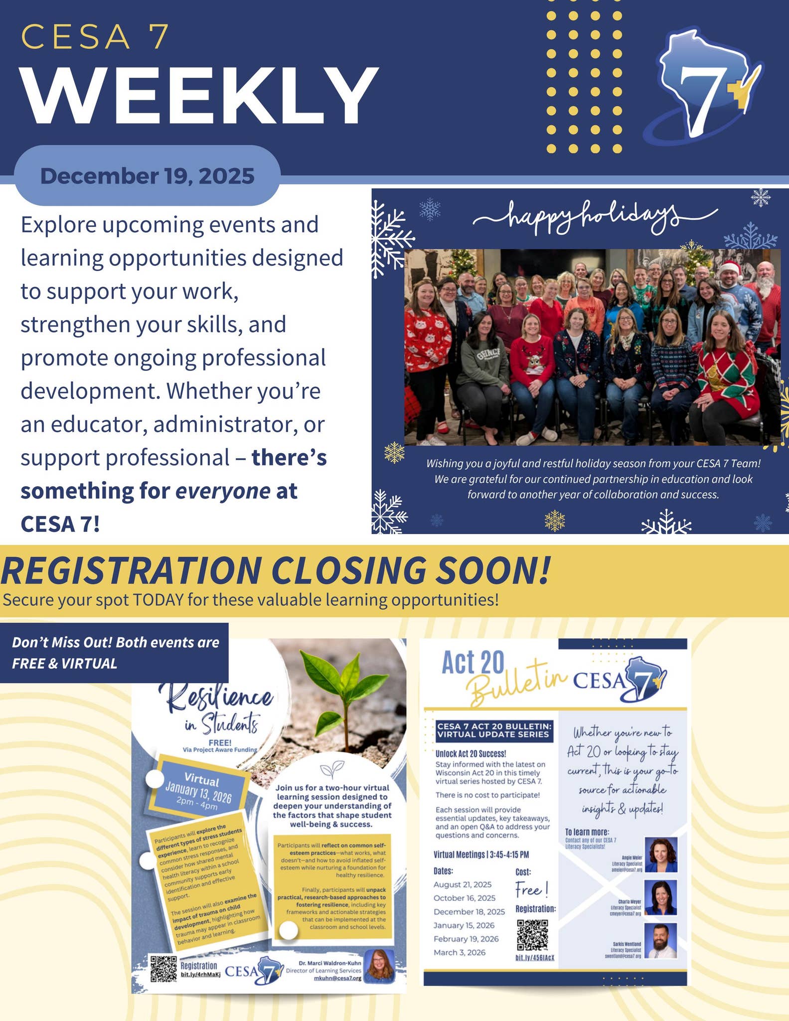 CESA 7 Weekly | Dec. 19, 2025 by CESA7 - Issuu