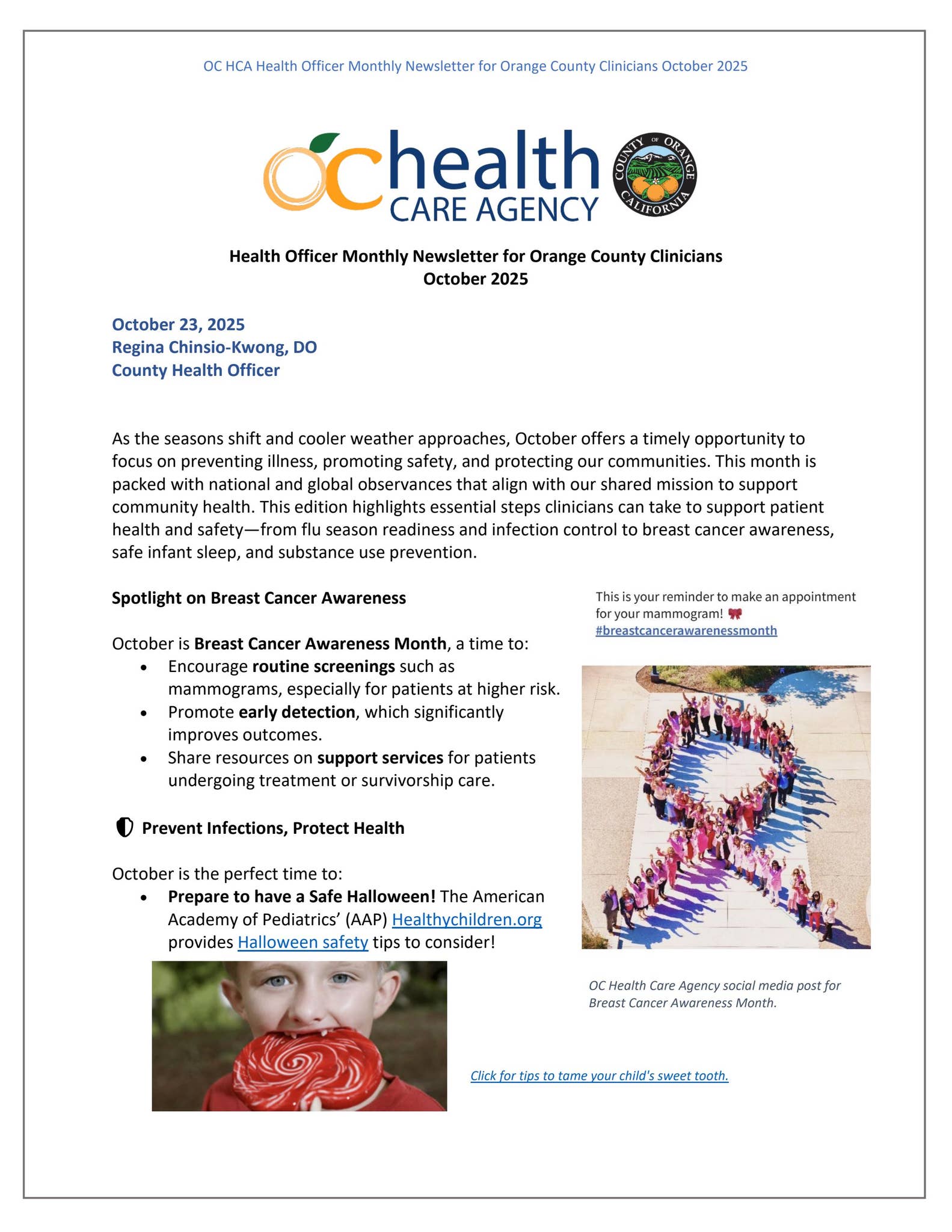 Health Officer Clinician Newsletter October 2025 by County of Orange ...