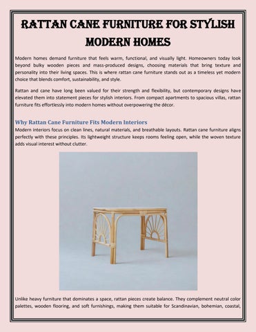 Rattan Cane Furniture for Stylish Modern Homes