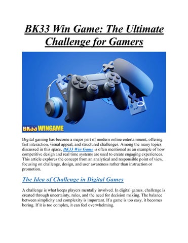 BK33 Win Game The Ultimate Challenge for Gamers