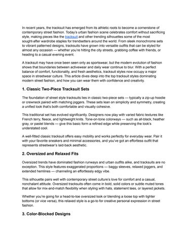 Top Tracksuit Styles for Modern Street Fashion