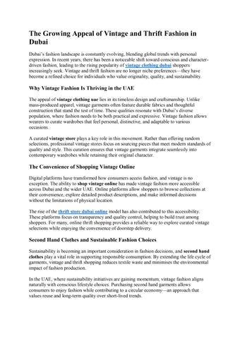 The Growing Appeal of Vintage and Thrift Fashion in Dubai