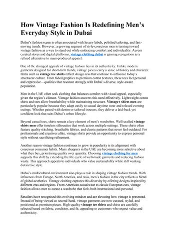 How Vintage Fashion Is Redefining Men