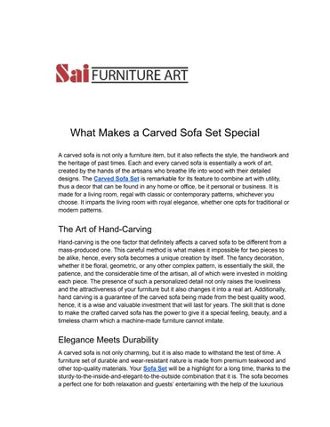 What Makes a Carved Sofa Set Special