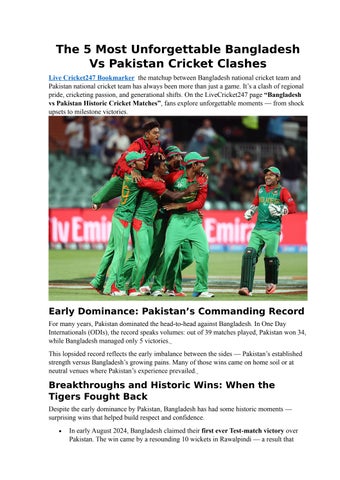 The 5 Most Unforgettable Bangladesh Vs Pakistan Cricket Clashes