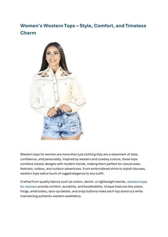 Women’s Western Tops – Style, Comfort, and Timeless Charm