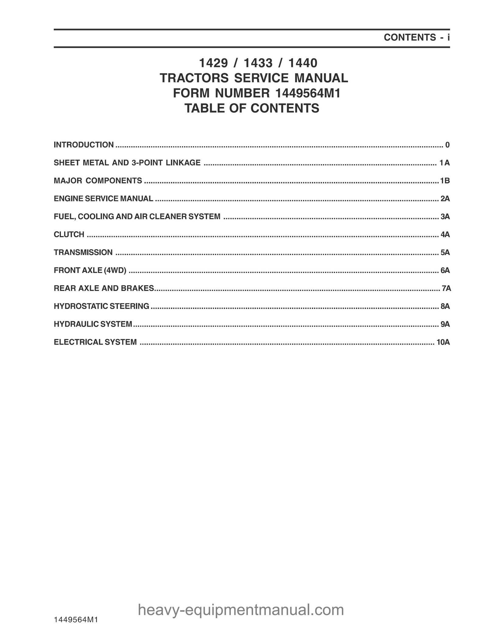 Service Manual - Massey Ferguson 1429 Compact Tractor Pdf by Heavy ...