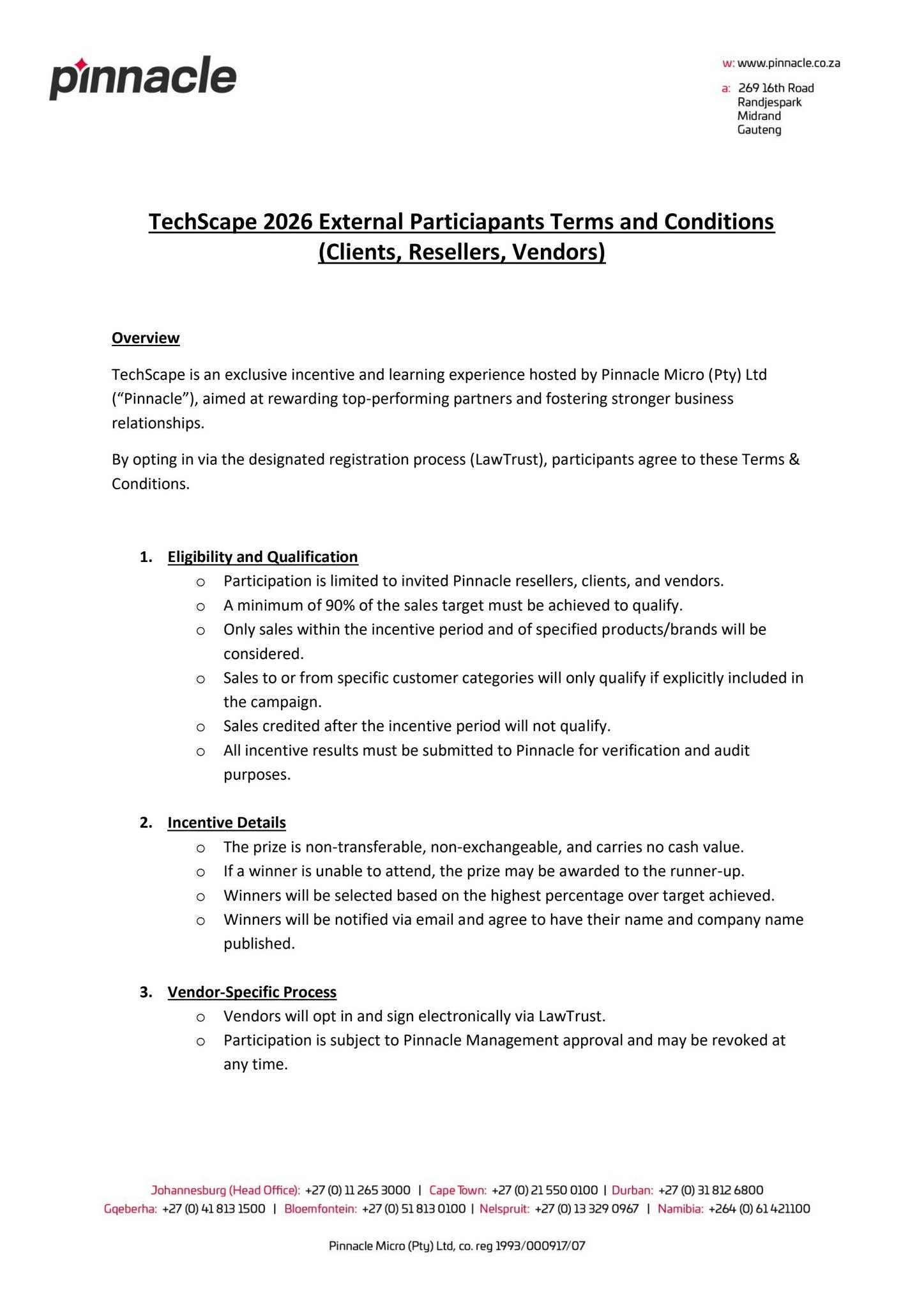 Pinnacle Techscape External Terms and Conditions (KG Draft) by Pinnacle ...