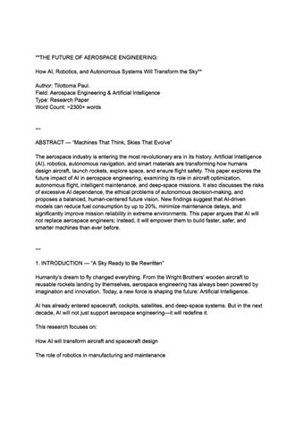 Research Paper about AI and Aerospace Engineering
