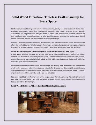 Solid Wood Furniture Timeless Craftsmanship for Every Space
