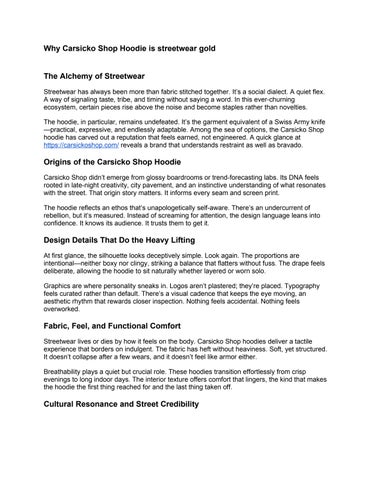 Why Carsicko Shop Hoodie is streetwear gold