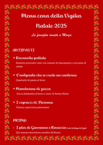 Menu cena della Vigilia