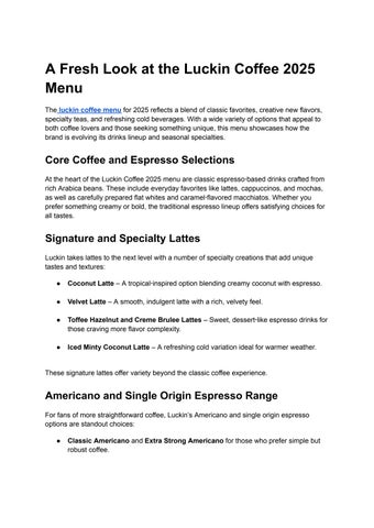 A Fresh Look at the Luckin Coffee 2025 Menu