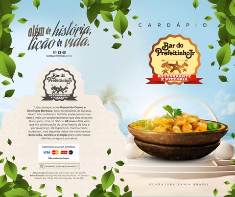 Cardápio Bar do Prefeitinho Jr
