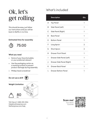 Paige 床头柜 Instruction Sheet 32750 第 2 页