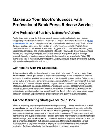  Maximize Your Book’s Success with Professional Book Press Release Service