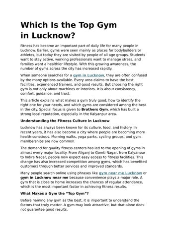 Which Is the Top Gym in Lucknow