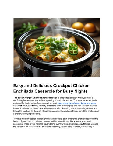 Easy and Delicious Crockpot Chicken Enchilada Casserole for Busy Nights