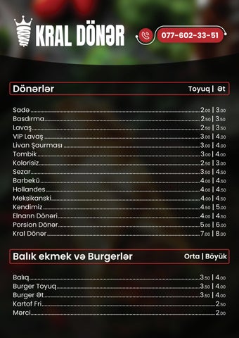 Kral Dönər Menu1