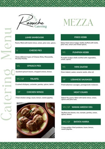 Raouche Catering Menu