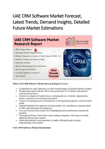 UAE CRM SOFTWARE MARKET RESEARCH REPORT