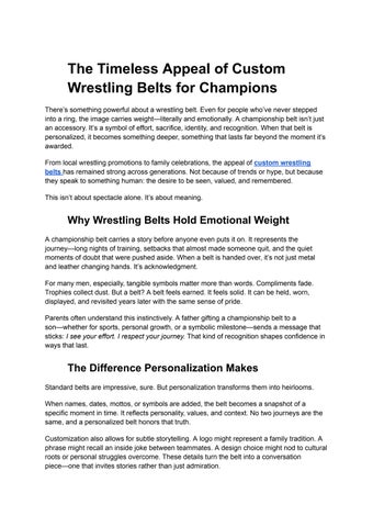 The Timeless Appeal of Custom Wrestling Belts for Champions