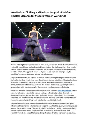 How Parisian Clothing and Parisian Jumpsuits Redefine Timeless Elegance for Modern Women Worldwide