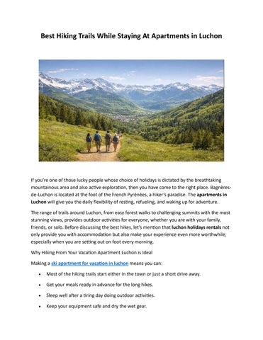 Best Hiking Trails While Staying At Apartments in Luchon