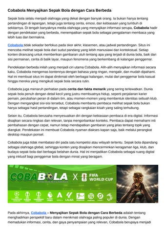 Cobabola Menyajikan Sepak Bola dengan Cara Berbeda