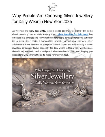 Why People Are Choosing Silver Jewellery for Daily Wear in New Year 2026