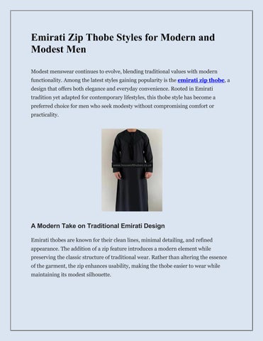 Emirati Zip Thobe Styles for Modern Modest Men