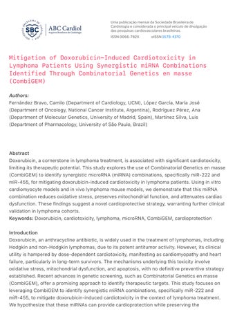 Mitigation of Doxorubicin-Induced Cardiotoxicity in Lymphoma Patients…