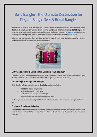 Bella Bangles The Ultimate Destination for Elegant Bangle Set & Bridal Bangles