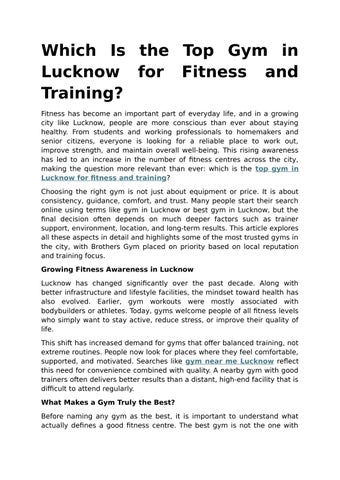 Which Is the Top Gym in Lucknow for Fitness and Training