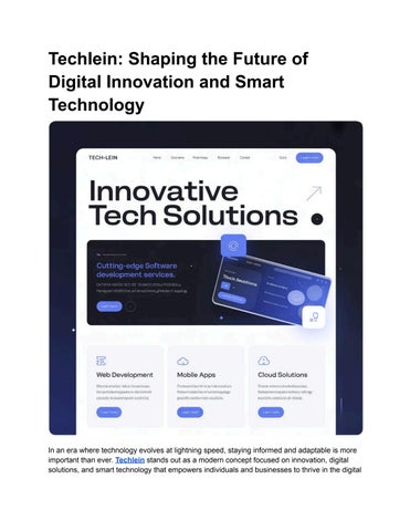 Techlein_ Shaping the Future of Digital Innovation and Smart Technology