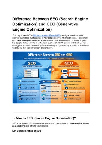 Difference Between SEO (Search Engine Optimization) and GEO (Generative Engine Optimization)