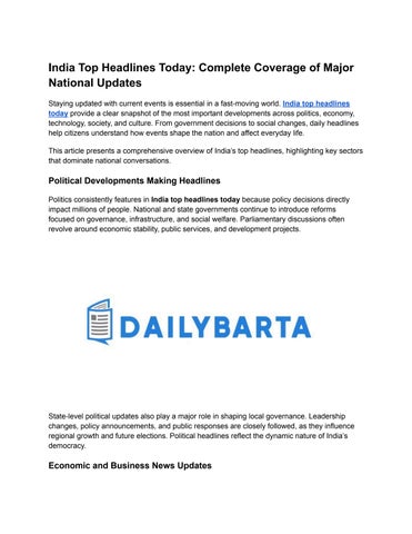 India top headlines today