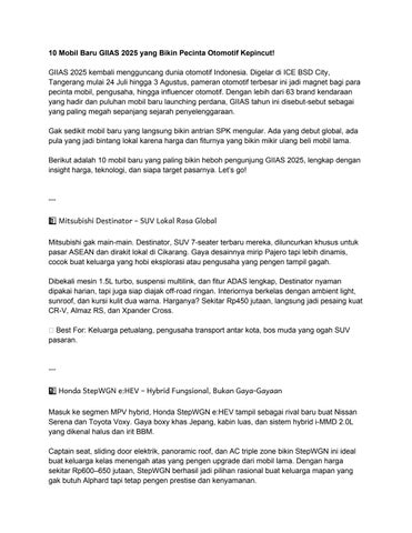 Garengongko 10 Mobil Baru GIIAS 2025 yang Bikin Pecinta Otomotif Kepincut