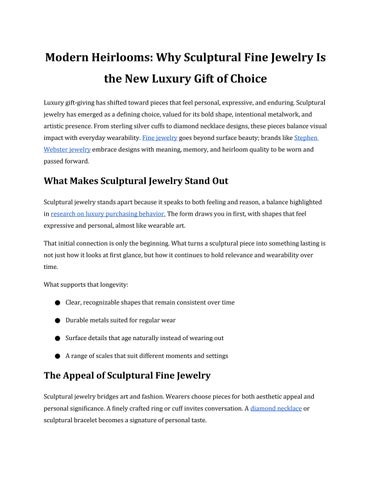 Modern Heirlooms: Sculptural Fine Jewelry Gift Guide