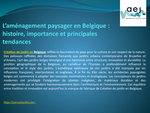L’aménagement paysager en Belgique : histoire, importance et principales tendances