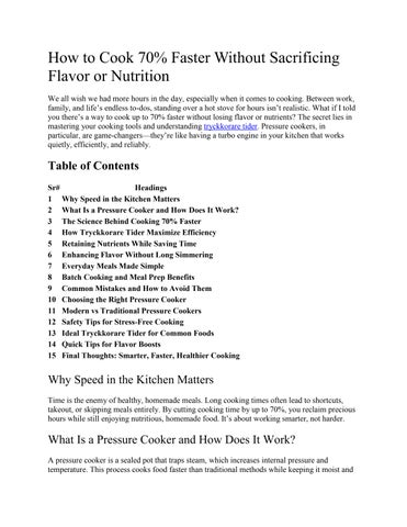 How to Cook 70% Faster Without Sacrificing Flavor or Nutrition