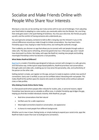 Socialise and Make Friends Online with People Who Share Your Interests