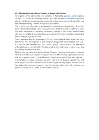 Why Glueless Wigs Are a Game-Changer in Modern Hair Styling