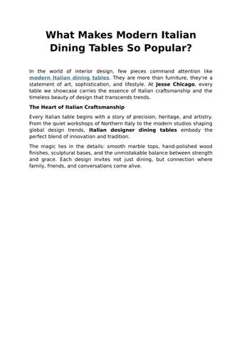 What Makes Modern Italian Dining Tables So Popular