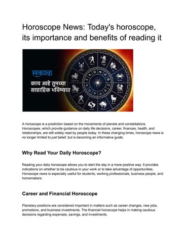 Horoscope News in Marathi