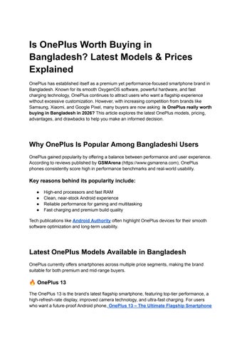 Is OnePlus Worth Buying in Bangladesh