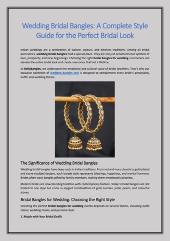 Wedding Bridal Bangles A Complete Style Guide for the Perfect Bridal Look