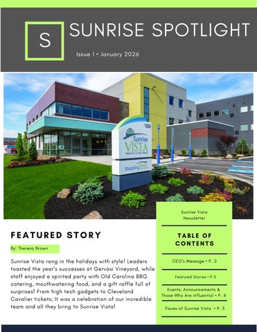 Sunrise VISTA Newsletter